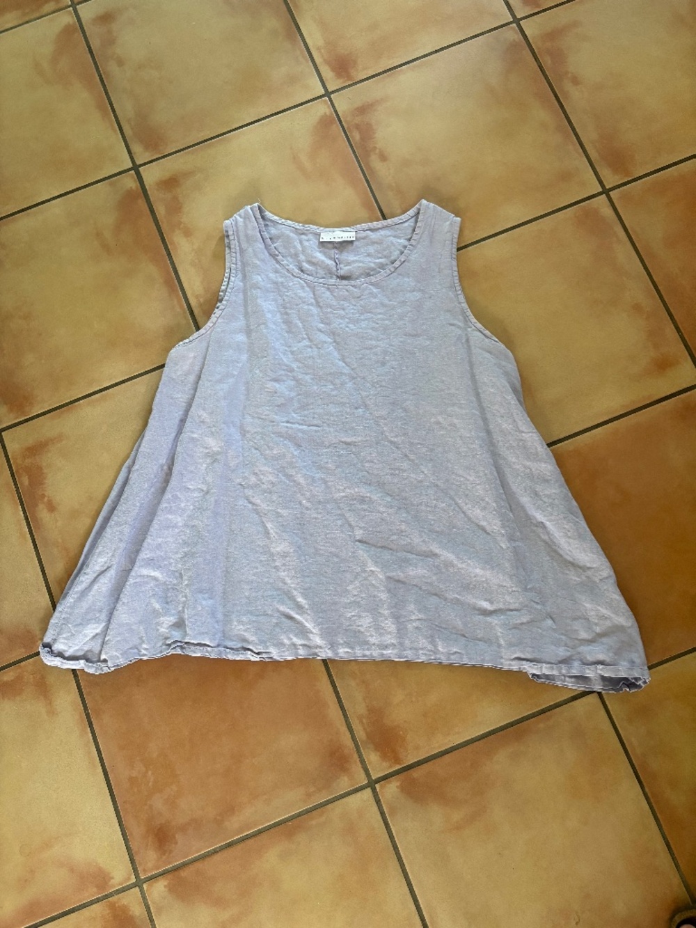 BRYN WALKER 100% Linen Lavender TANK Gently Flared A-Line Top Size L
